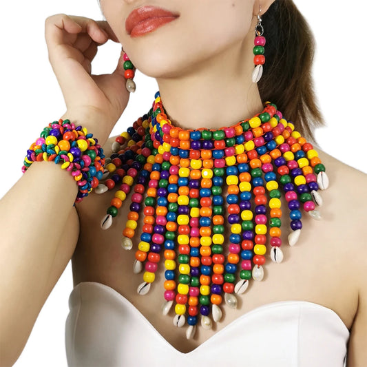 Bohemian Multicolor Woods Fashion Jewelry Sets