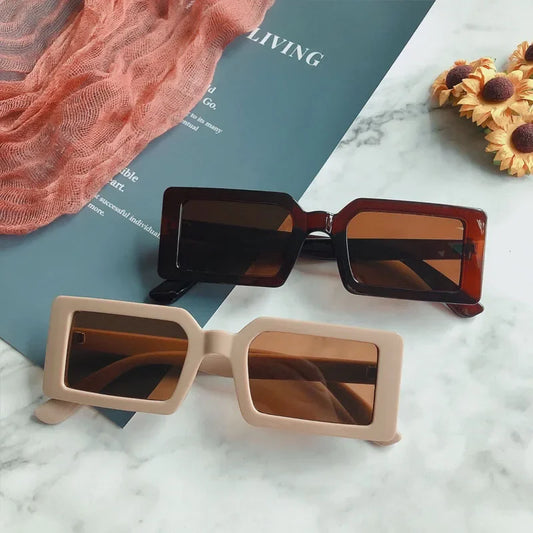 Vintage Rectangle Sunglasses Fashion Square Candy Color Shades Eyewear Trendy Retro Women Brand Design UV400 Sun Glasses