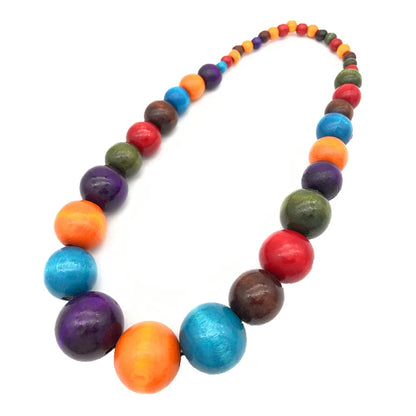 Ethic Style Wood Bead Necklace & Earrings Set