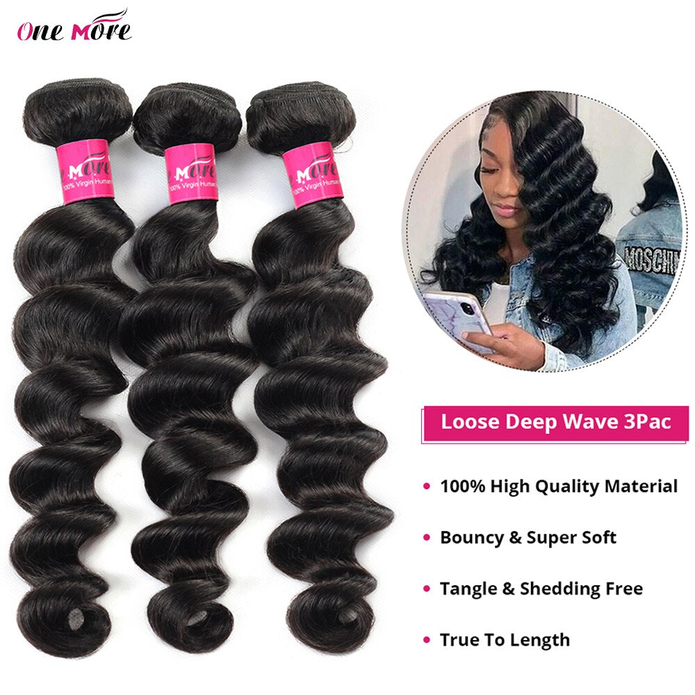 Loose Deep Wave Bundles With Frontal 13x4 Inch Human Hair Bundles With Frontal Free Part 3/4 Bundles With Frontal Closure
