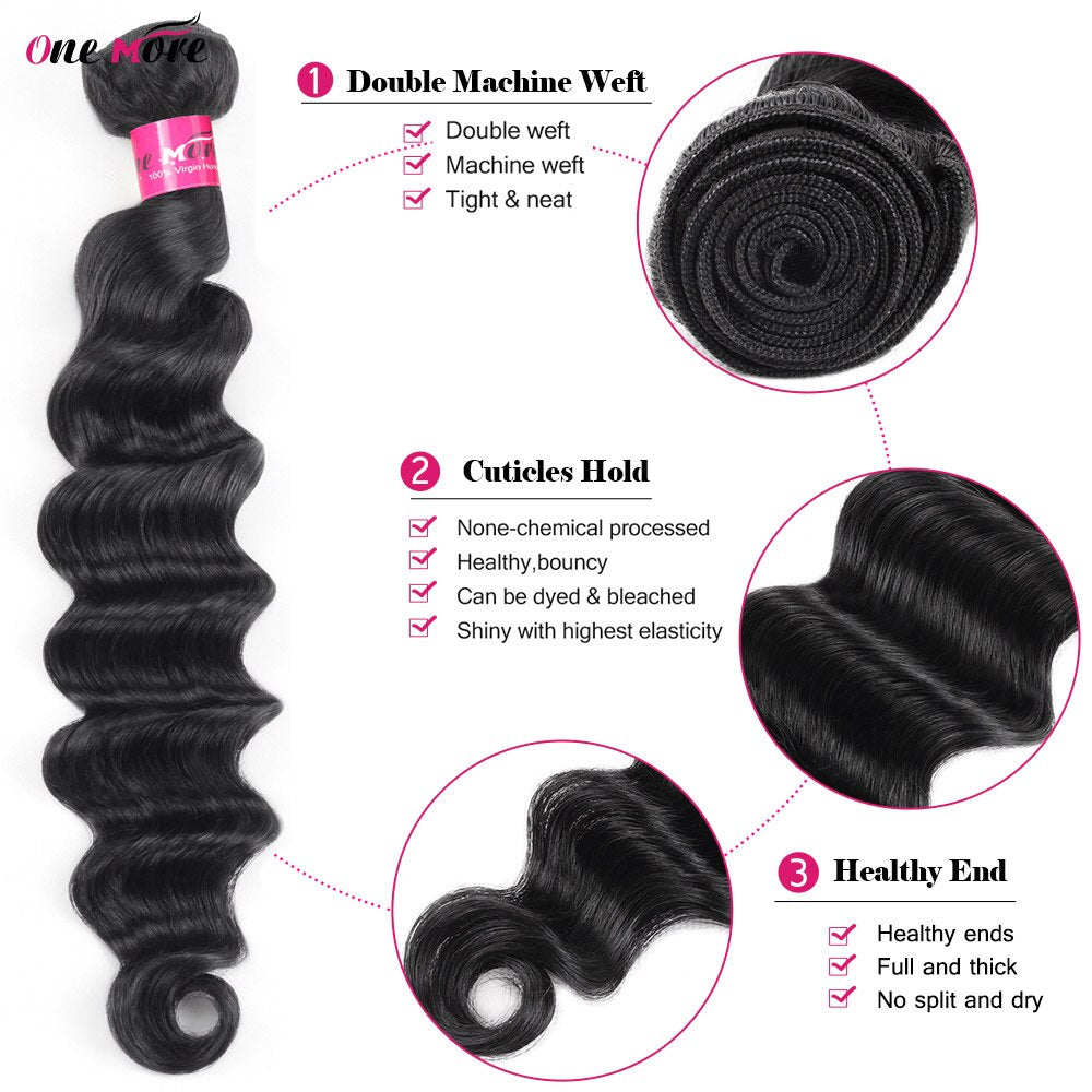Loose Deep Wave Bundles With Frontal 13x4 Inch Human Hair Bundles With Frontal Free Part 3/4 Bundles With Frontal Closure