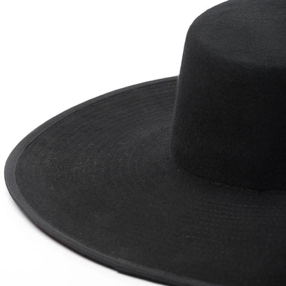 Classical Red Bottom Wide Brim Splice Two Tone Wool Fedora Hat