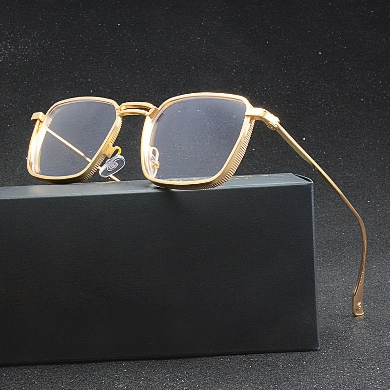 Exquisite Metal Square Frame Plano Glasses for Men