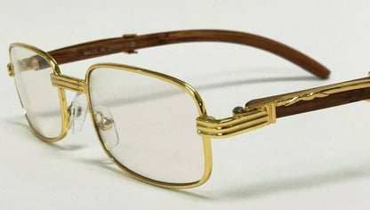 Za'hira Men Sophisticated Style Clear Lens Eye Glasses Gold Rimless Frame