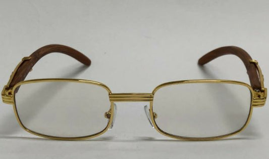 Za'hira Men Sophisticated Style Clear Lens Eye Glasses Gold Rimless Frame