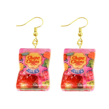 Earring For Women Resin Drop Custom Made Handmade Cute Girls Gift Eardrop Funny food Snacks Popcorn Donut Candy Chocolate Gum