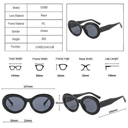 Retro Oval Sunglasses Women Fashion Blue Gray Shades UV400