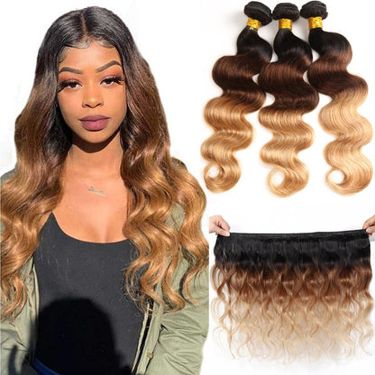 Body Wave Bundles T1b/4/27 Blonde Ombre Human Hair Bundles Deals Remy Hair Extensions Peruvian Brazilian Hair Weave Bundles