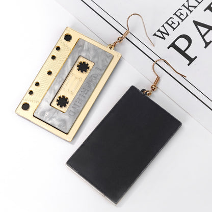 YAOLOGE Nostalgia Vintage Romantic Tape Acrylic Exaggerated Nightclub Bar Punk Long Dangle Earrings For Women Lover Gift 2019