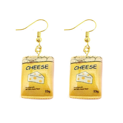Earring For Women Resin Drop Custom Made Handmade Cute Girls Gift Eardrop Funny French Fries Cheese Chips Food Snacks