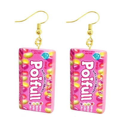 Earring For Women Resin Drop Custom Made Handmade Cute Girls Gift Eardrop Funny food Snacks Popcorn Donut Candy Chocolate Gum