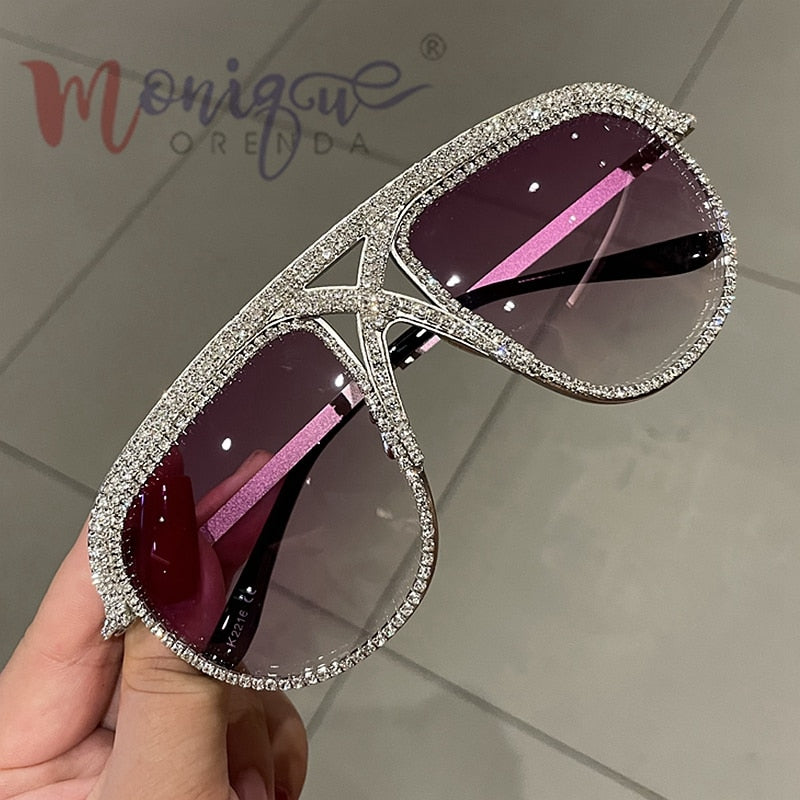 Rhinestone Oversized Sun Glasses