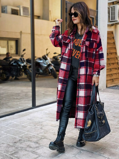 Autumn Long Shirt Coat Woolen Coat Streetwear Women Casual Jacket