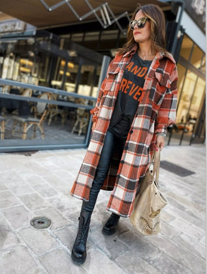 Autumn Long Shirt Coat Woolen Coat Streetwear Women Casual Jacket