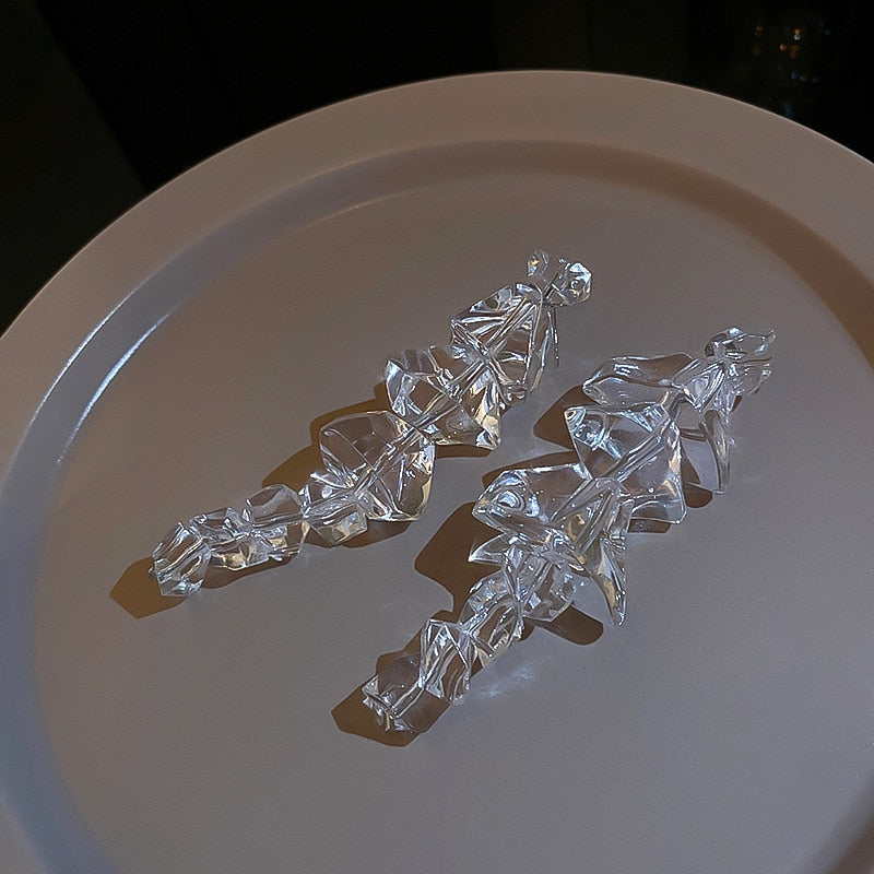 Vintage Long Tassels Transparent Acrylic Ice Drop Earrings