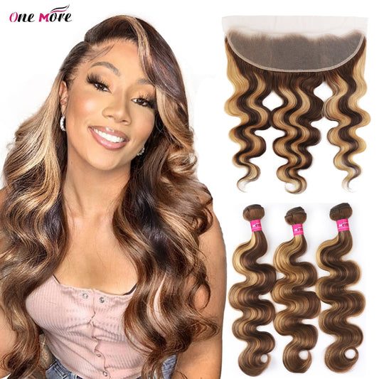 Highlight Bundles With Frontal 13x4 Brazilian Body Wave Bundles With Frontal Free Part 3 Bundles With Frontal 100% Human Hair