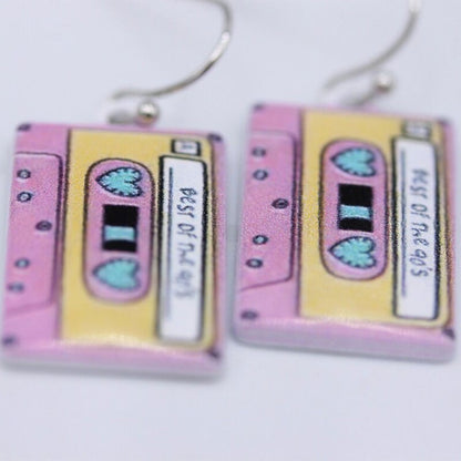 Mini Pink Cassette Tape Earrings Best of the 90s