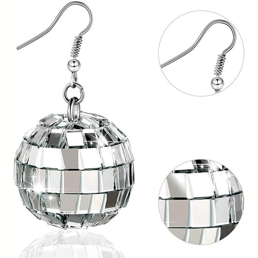 Vintage Disco Ball Dangle Earrings for Women Boho Round Drop Earrings Cool Birthday Valentine&#39;s Day Anniversary Gift Jewelry