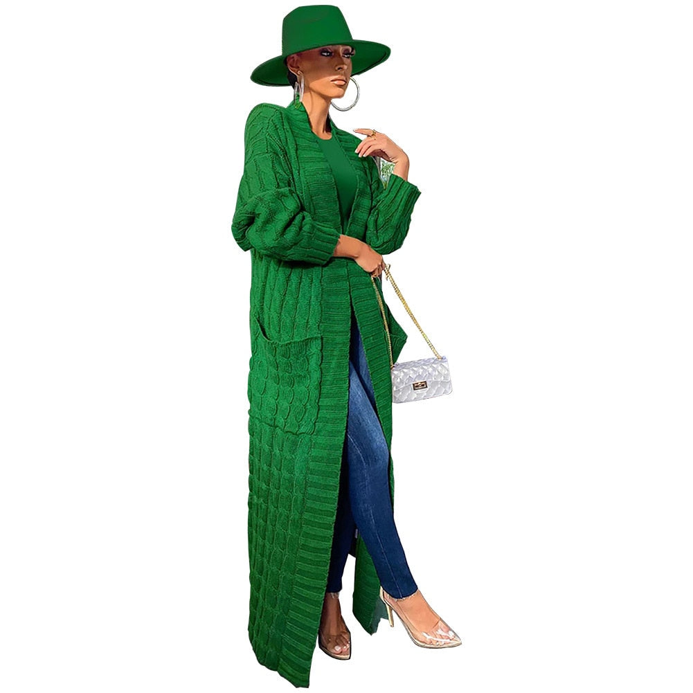 Chocomist Outwear Trendy Solid X-long 13 Colors Women Cardigan