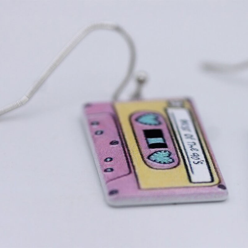 Mini Pink Cassette Tape Earrings Best of the 90s