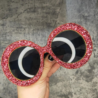Rhinestone Sunglasses Women 2022 Designer Steampunk Oversized Round Female Sunglasses Music Festival Oculos De Sol Feminino