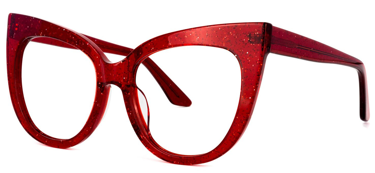 Za'hira Cat Eye Glitter Red Eyeglasses