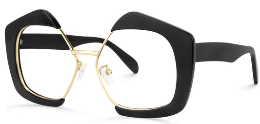 Za'hira Black Irregular Half-Frame Glasses