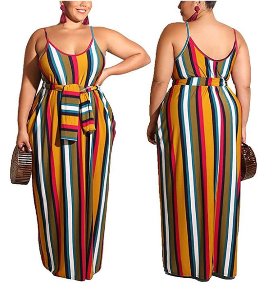 Plus Size Women's Casual Maxi Dresses Sleeveless Loose Maxi Dresses