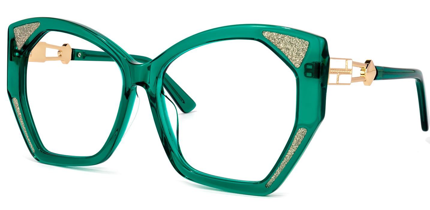 Za'hira Geometric Green Eyeglasses