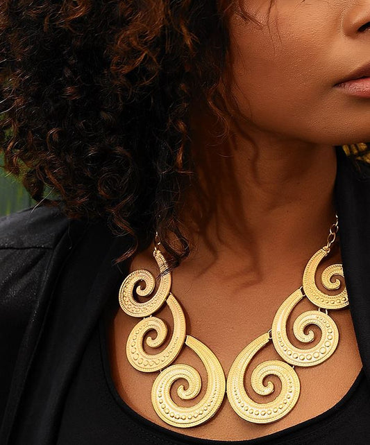 Goldtone Textured Swirl Status Necklace