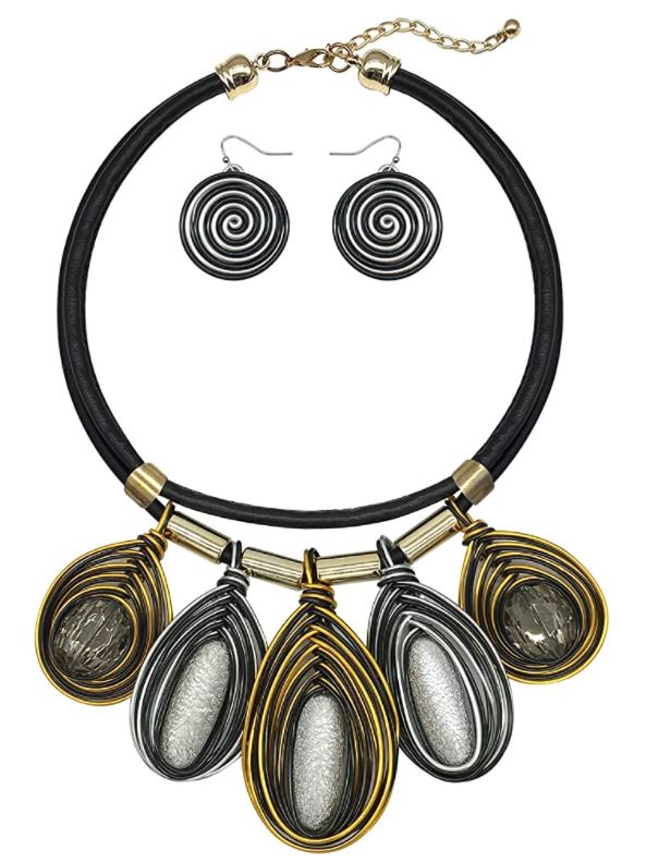 Multi-Color Swirl Status Necklace & Drop Earrings