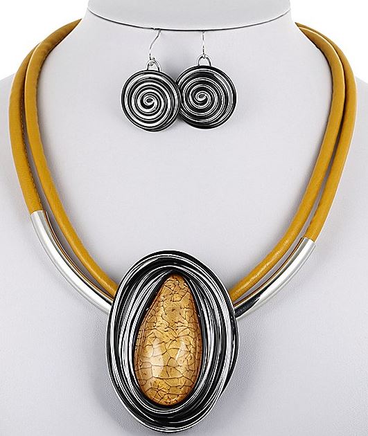 Yellow Sillvertoe Oval Status Necklace & Earrings