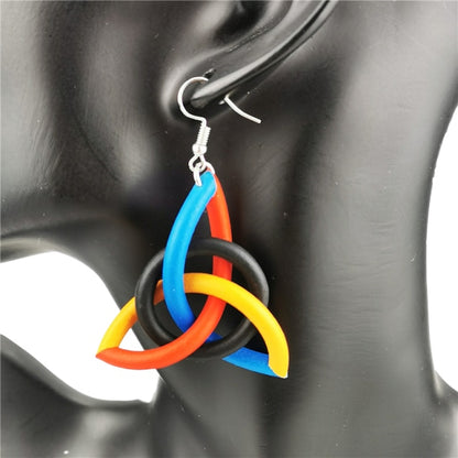 Geometric Drop Earrings For Women Multicolor Rubber Earrings Handmade