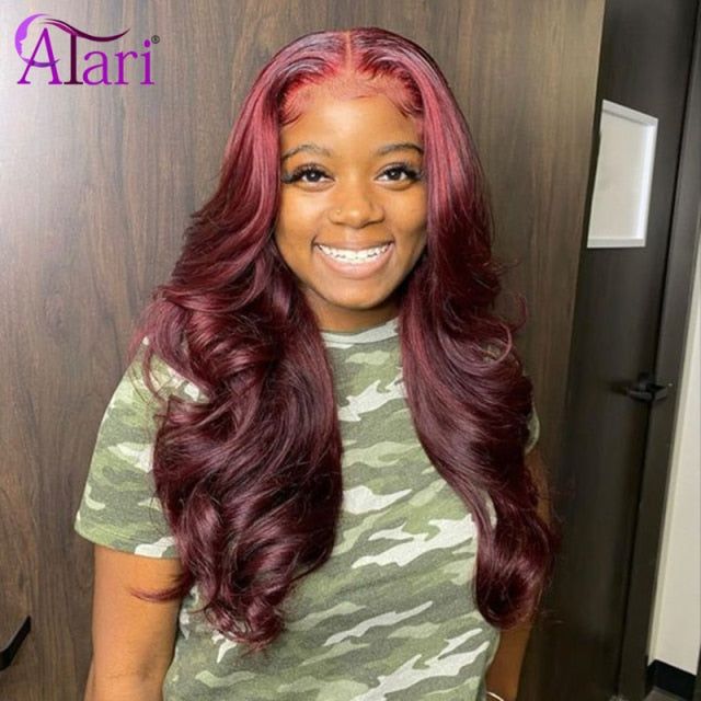 Transparent Lace Wigs Ombre Colored Human Hair Wig Body Wave Lace Front Wig Pre Plucked Wigs for Black Women Peruvian Lace Wigs