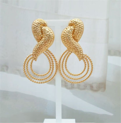 Fashion Yellow Flower Copper Hoop Drop Earrings For Women Earrings