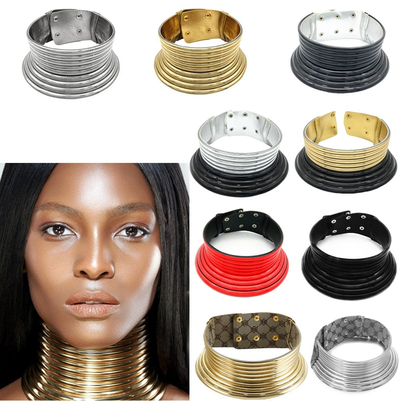 New Fashion Jewelry Accessories Vintage 9 Colors African Punk Style Resin Adjustabe Collar Woman Choker Necklace for Party Gift