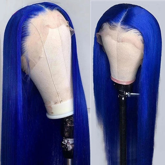 Long Straight Soft Hair  Blue Wig  For Women Colored Blonde/Yellow/Grey/Red/Orange Lace Front Wig Synthetic Hair Peruca Cosplay