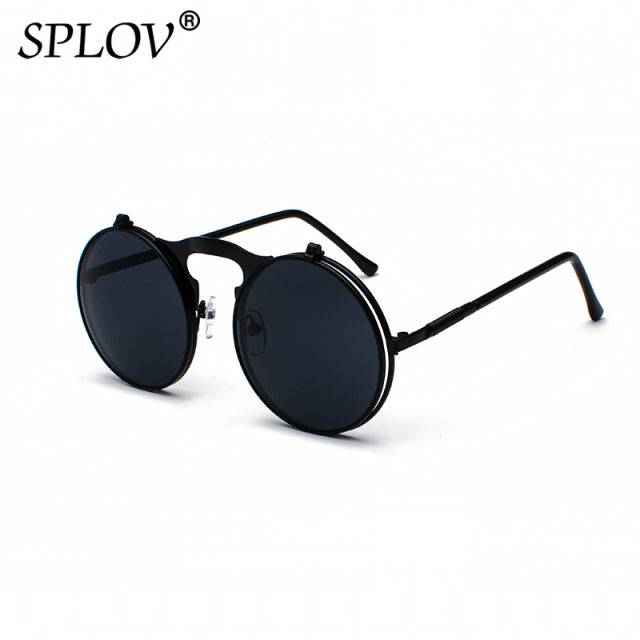 Za'hira Vintage Steampunk Flip Sunglasses Retro Round Metal SunGlasses for Men