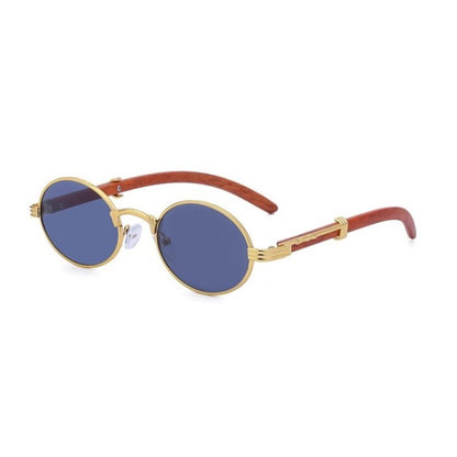 Round Vintage Steampunk Sunglasses Wood Fashion