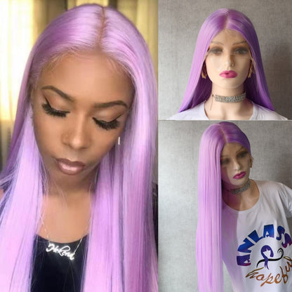 Long Straight Soft Hair  Blue Wig  For Women Colored Blonde/Yellow/Grey/Red/Orange Lace Front Wig Synthetic Hair Peruca Cosplay