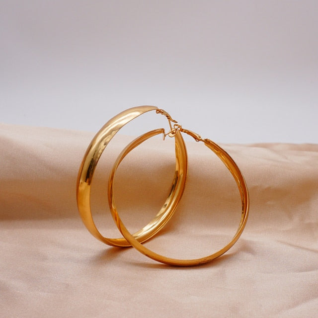 Oversize Hoop Earrings Gold Round Circle Earrings pendant Statement Earrings
