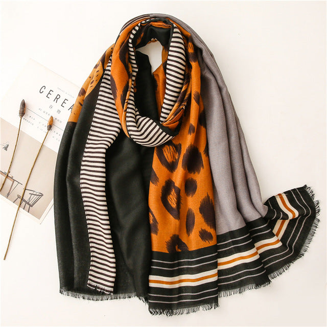 Sexy Leopard Dot Viscose Scarf High Quality Fringe Shawls and Wraps