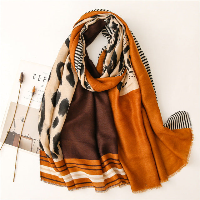 Sexy Leopard Dot Viscose Scarf High Quality Fringe Shawls and Wraps