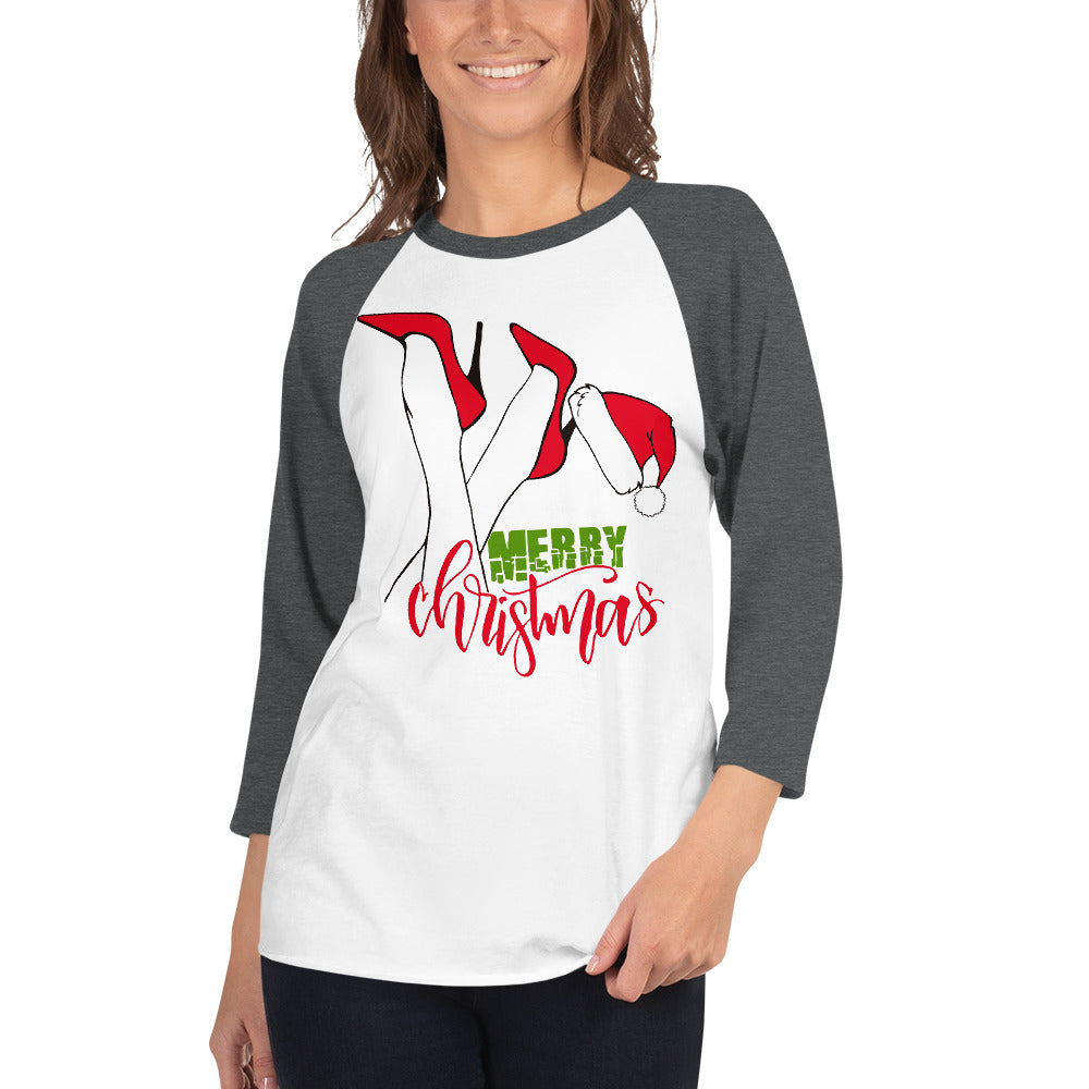 Merr Christmas Womens Heels 3/4 sleeve raglan shirt