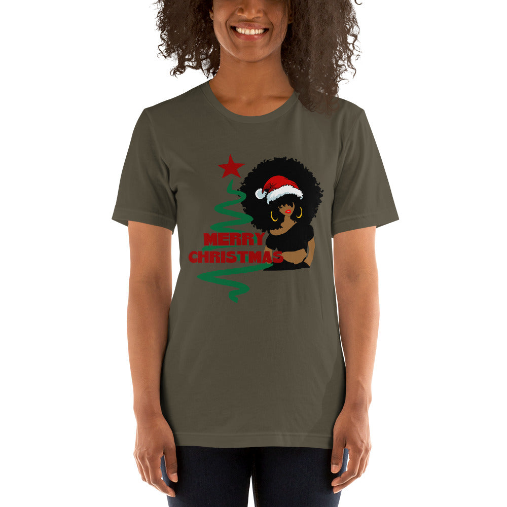Merry Christmas Afro Women 1  Short-Sleeve Unisex T-Shirt