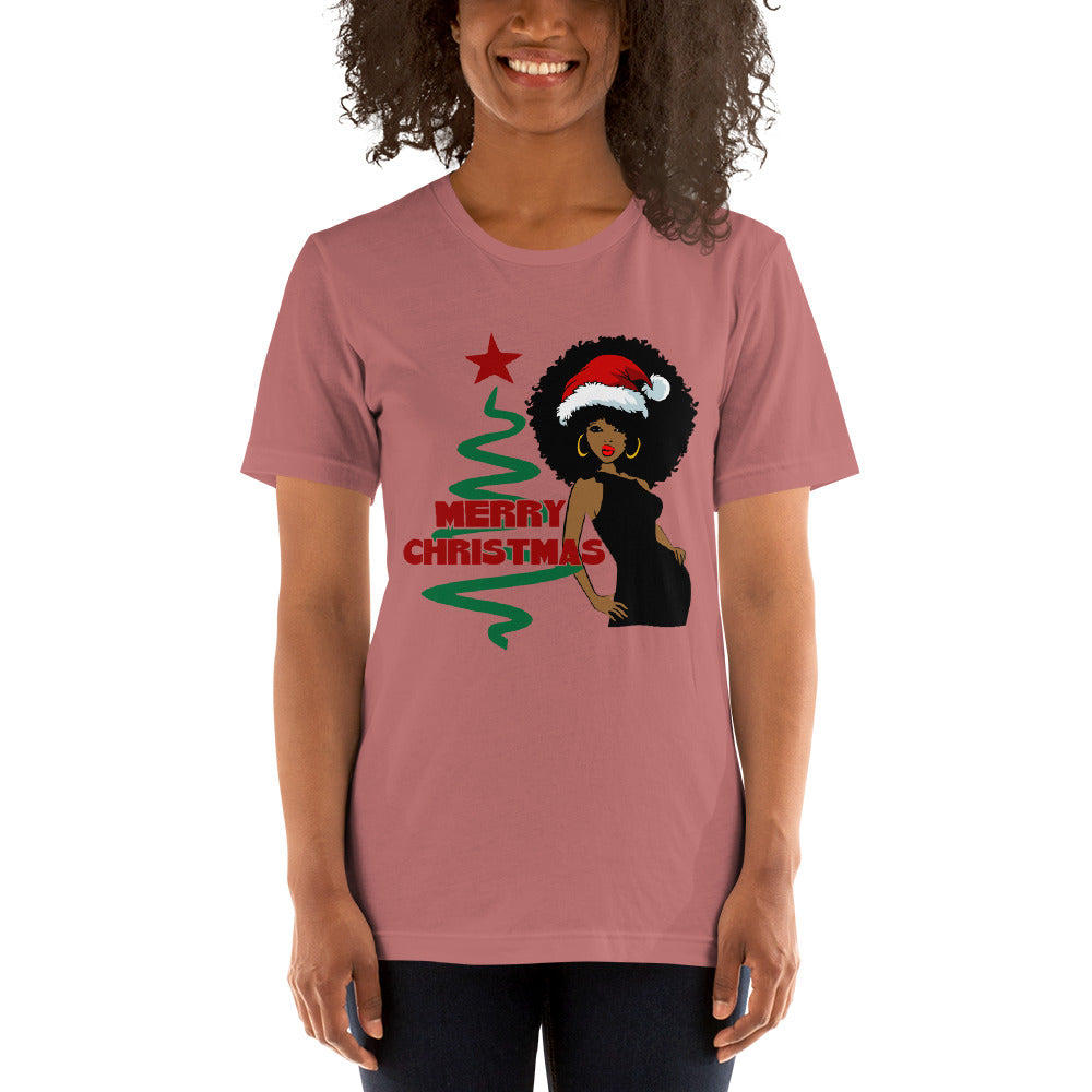 Merry Christmas Afro Women 3 Short-Sleeve Unisex T-Shirt