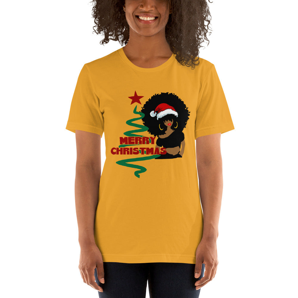 Merry Christmas Afro Women 1  Short-Sleeve Unisex T-Shirt
