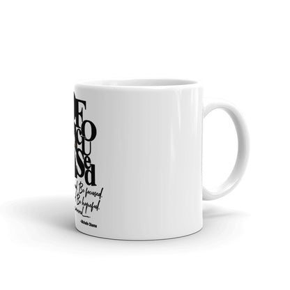 FOCUSED White glossy mug